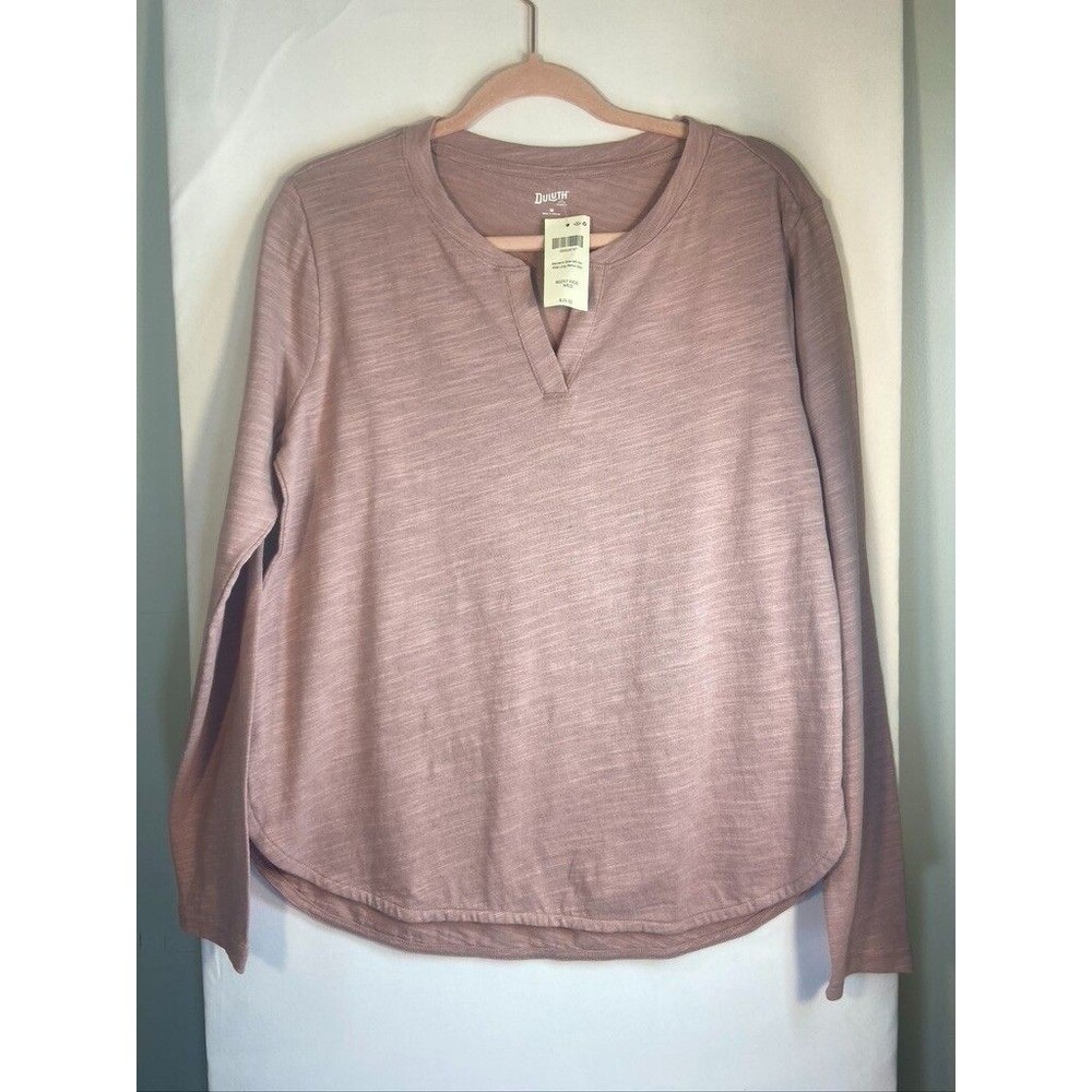 DULUTH TRADING WOMENS SLOW WITH THE FLOW LONG SLEEVE SHIRT MEDIUM MAUVE NWT